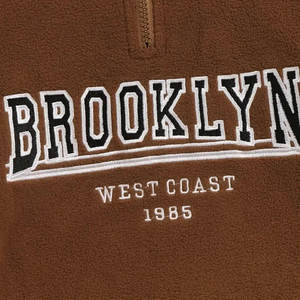 Ventas calientes para hombres Custom Casual Winter Half Zip up Fleece Sudadera con capucha Plain Dyed Jogging Sudadera - Product Image 4