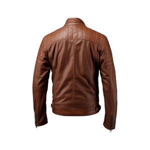 Chaqueta de Cuero de Primera Calidad para Hombre, Diseño Moderno, Nueva Colección, con Cuello Alto y Logotipo Frontal en Tela de Lona - Product Image 2