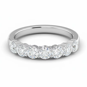 Alliance de mariage demi-éternité en or 14 carats et sept diamants |   Diamant taille brillant 0,52 carats - Product Image 1
