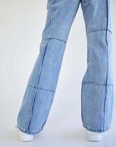 กางเกงยีนส์ขาบานเอวสูงมีซิปสำหรับผู้หญิงกางเกงยีนส์ขาบานแฟชั่นใหม่ลำลองเข้ารูปทรงสลิมฟิตผ้าคอตตอน - Product Image 4