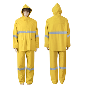 High Visibility Custom <b>Orange</b> Reflective PVC Polyester Rain <b>Jacket</b> Pant Industrial Work Raincoat Set by Rezax - Product Image 4