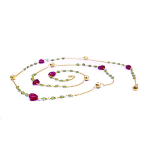 Lujo de moda 925 plata esterlina chapado en oro rubí espinela peridoto piedras preciosas señoras usan collar de cadena larga - Product Image 3