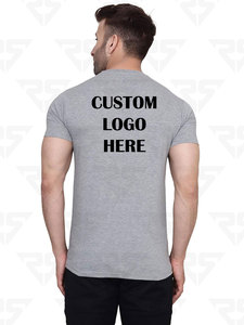 T-shirt uni à demi-manches et à col rond pour hommes, t-shirts à demi-manches en coton avec logo personnalisé - Product Image 3