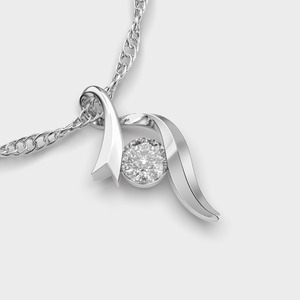 Colgante de Diamante Redondo con Cinta Trenzada en Oro Amarillo / Blanco / Rosa de 14K - Product Image 3