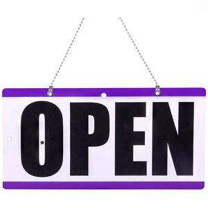 Letrero personalizado de PVC OEM y ODM para abrir y cerrar puertas, letrero colgante de doble cara o montaje en pared para oficinas, tiendas y negocios de China - Product Image 5