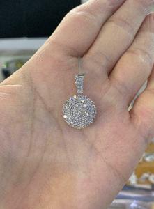 2.10Ct Letter Cut Diamond Halo Pendant 14K White Gold Plated Sterling <b>Silver</b> Party Jewelry - Product Image 3