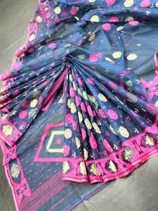 Exclusivo precio barato Deshi Dhakai Jamdani Sharee calidad de exportación para mujeres JAMDANI tela azul verde dorado rojo de Bangladesh - Product Image 5