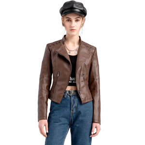 Chaquetas de Cuero para Mujer, Nueva Colección, Chaquetas de Piel de Oveja Auténtica, Chaqueta Corta, Abrigo Sólido y Transpirable - Product Image 2