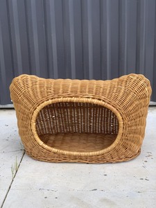 Sustainable Handwoven Rattan Pet Basket Cozy Sleeping <b>Bed</b> For Cats Puppies And Small Dogs - Product Image 1