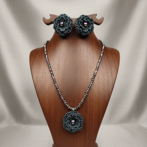 Conjunto de Joyería Nupcial con Cuentas Midnight Roselle, Estilo Bohemio con Baño de Oro y Circonita, para Fiestas y Regalos - Product Image 3
