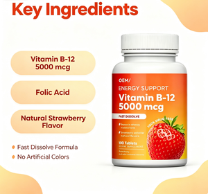 Tabletas de <span class=keywords><strong>Vitamina</strong></span> <span class=keywords><strong>B12</strong></span> al por Mayor OEM, Suplementos Naturales para Adultos que Apoyan la Energía y la Inmunidad, Marca Privada Personalizada - Product Image 3