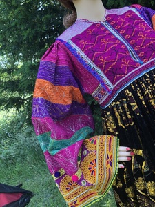 Vintage Ethnic Kuchi Dresses From Afghanistan/Pakistan Traditional Party Wear with Vibrant Colors and Lace Decoration - Product Image 4
