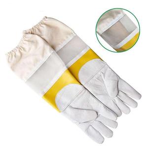 Gants de travail d'apiculture au miel Gants d'apiculture à manches longues Anti piqûre d'abeille Gants de sécurité en toile entièrement en cuir de vachette - Product Image 5