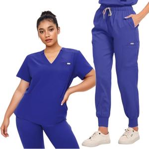 Uniformes de algodón con apertura de cremallera para mujer, ropa de trabajo de enfermera con cuello de abrigo, mono de médico veterinario para Spa, ropa de trabajo - Product Image 6