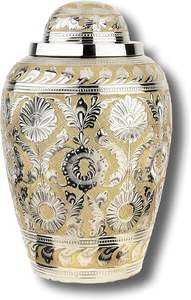 Urnes de crémation en laiton et marbre de haute qualité en métal massif porte-cendres adulte urne la plus durable du fabricant en aluminium jaune - Product Image 2