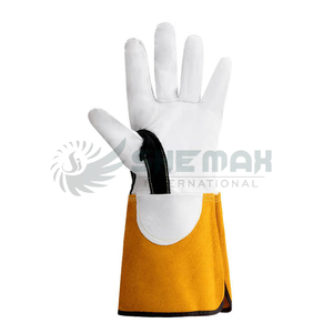 Guantes de soldadura resistentes al calor para protección de arco Mig Tig, diseño de cuero resistente con palma reforzada y seguridad de puño extendido - Product Image 4