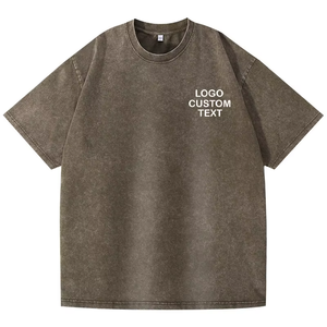 T-shirt en coton 100% décontracté, tricoté, délavé à l'acide, broderie de logo, sérigraphie, coupe ample pour hommes et femmes, t-shirt personnalisé de haute qualité - Product Image 2