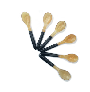 Ensemble de 2 couverts à tête de corne cuillère fourchette avec élégant manche bleu couverts faits à la main pour ustensiles de cuisine vaisselle de table - Product Image 4