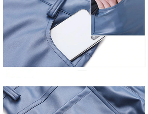 Pantalones de cuero de motocicleta a prueba de humedad adelgazantes informales para hombre, cintura elástica, tela de lona PU de cuero, tipo de cintura media, lote grande - Product Image 3