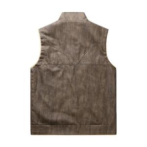 Gilet en cuir pour homme, automne-hiver, épais, polaire, chaud, col montant, sans manches, fermeture éclair, décontracté, polyvalent, veste pour homme - Product Image 5