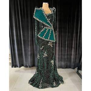 <b>Emerald</b> Noir Couture Handmade Evening Gown Scoop Collar Ball Gown Sequined Decoration XS Party/Formal Floor-Length Organza <b>Dress</b> - Product Image 1