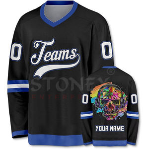 Vente en gros directe d'usine Maillots de hockey sur glace sublimés au meilleur prix Polyester pour adultes avec impression de conception de logo de couleur personnalisée - Product Image 6