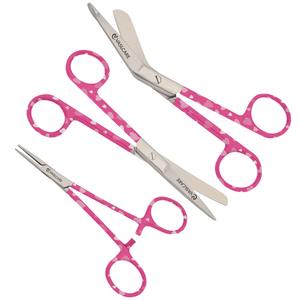 Juego de tijeras de enfermería elegantes de 3 piezas con abrazadera, Manual Premium fuente de alimentación, pinzas hemostáticas con mango impreso de Vaslcare - Product Image 1