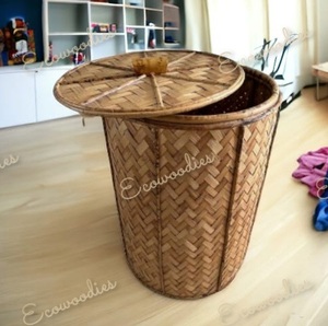 Cestas Tejidas de Mimbre Redondas Hechas a Mano con Tapas, Cestas de Mimbre, Cesto de Lavandería, Otros Almacenes y Organización de Ropa PARA EL Hogar - Product Image 2