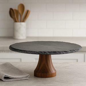 Support de gâteau en pierre d'ardoise fabriqué à la main de qualité supérieure pour les mariages baptêmes cuisine événements-pour les hôtels d'affichage de desserts - Product Image 2