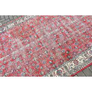 Alfombra Turca Vintage, Alfombra Grande de 5.5x9.3 pies, Alfombra con Rayas Rojas - Product Image 5