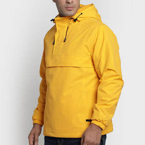 Long Sleeved Hooded Zipper Style Men Anorak Jacket Drawstring Attached Inner Nylon Men <b>Windbreaker</b> Jacket - Product Image 2