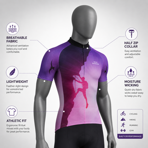Vêtements de performance pour l'extérieur, maillot de cyclisme léger pour homme, 100% polyester, séchage rapide, avec maille ventilée pour un confort longue durée lors des activités - Product Image 4