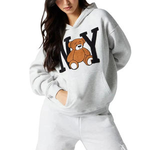 100% coton personnalisé couleur Streetwear femmes à capuche concevoir votre propre Chenille broderie sweat Logo avant pour l'hiver automne - Product Image 1