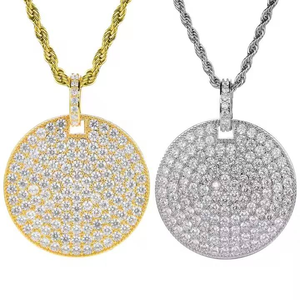 Bling Bling 925 Argent 2 Pouces Coupe Ronde Moissanite Diamant Pendentif Collier De Luxe Hip Hop Déclaration Bijoux pour Les Fêtes - Product Image 3
