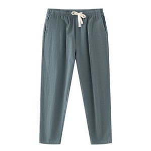 Pantalon de pyjama d'hiver pour homme en toile décontractée, anti-boulochage, mi-lourd, coupe droite, ample, avec cordon de serrage, uni, teinture unie - Product Image 1
