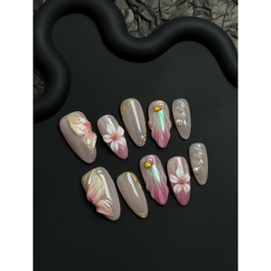 Uñas Postizas Aurora Bloom con Diseño Floral Elegante para Decoración de Uñas - Product Image 2