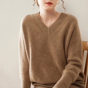 <span class=keywords><strong>เสื้อ</strong></span>โค้ทไหมแคชเมียร์ถักแบบหลวม สไตล์วีเนค แขนยาว อุ่นสบาย สำหรับฤดูหนาว  รับสกรีนโลโก้  สำหรับผู้หญิง - Product Image 1