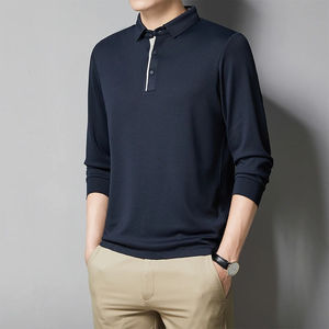 Smart Casual otoño nuevos hombres solapa botón estampado elástico antiarrugas 100% algodón Delgado manga corta para camisas Tops - Product Image 2