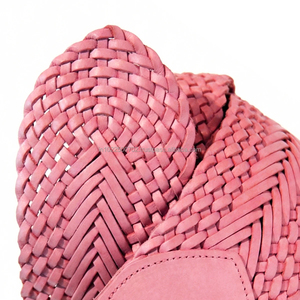 Cinturón de Cuero Genuino Trenzado Rosa de 50 mm de Ancho con Logotipo Personalizado para Mujer, Hebilla de Aleación, Cinturón de Vestir a la Moda - Product Image 5
