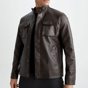 Chaqueta de cuero genuino impermeable estilo motero con cremallera, de última moda, para uso exterior y estilo urbano, de fabricante mayorista. - Product Image 2