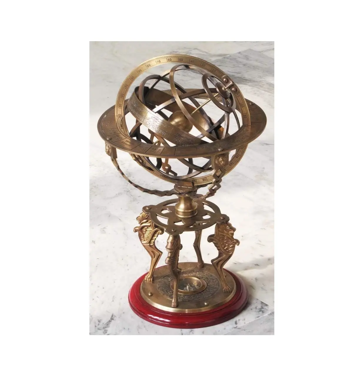 Antique Finish Solid Brass Zodiac Globe Sphere Armillary 43 cm/Compass