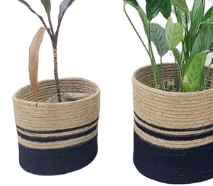 Fabriqué au Bangladesh, panier suspendu en corde tressée artisanal, moderne, écologique, pot à fleurs rustique rond, support pour plantes succulentes d'intérieur - Product Image 4