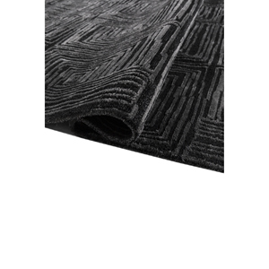 Alfombra Aprezo Clásica Geométrica Anudada a Mano de Acrílico Gris y Negro Aiar-3013 de Tejido Plano para Sala de Estar, Pasillo, Estilo Moderno - Product Image 2