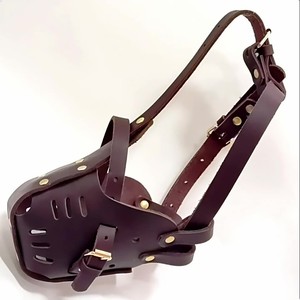 사용자 정의 내구성 안티 바이트 정품 풀 그레인 가죽 대형 개 소가죽 조정 가능한 개 총구 바구니 - Product Image 1