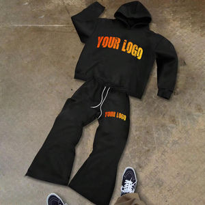 Sudadera con capucha y cremallera con logotipo personalizado para hombre, conjunto de Jogger cónico, chándal transpirable de algodón 100% para invierno, moda informal con patrón sólido - Product Image 1