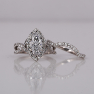 Marquise Cut Lab Grown Diamond Cluster Setting Engagement <b>Ring</b> With Round Cut Side Conflict Free Diamond <b>Ring</b> in 18KT Solid Gold - Product Image 2