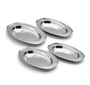 Plateau ovale en acier inoxydable avec logo personnalisé, plat à poisson ovale, assiette à poisson en acier inoxydable, plateau de service alimentaire en métal pour la cuisson à la vapeur - Product Image 1