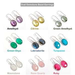 Wholesale 925 Sterling <b>Silver</b> <b>Drop</b> <b>Earrings</b> Women Faceted Labradorite Gemstone Dangle Gold Plating Oval Shape Wedding Jewelry - Product Image 5