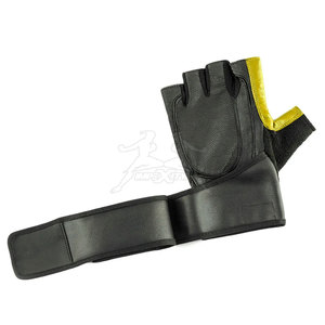 Recién llegado, logotipo personalizado Unisex deportivos con guantes de cuero, guantes de levantamiento de pesas para entrenamiento físico de alta resistencia para uso en gimnasio con empuñaduras - Product Image 2