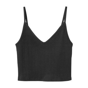 Camiseta corta sin mangas de punto personalizada para mujer, camiseta sin mangas de Color sólido, ropa informal de verano, ligera, Parte delantera fina, venta al por mayor de fábrica OEM - Product Image 2